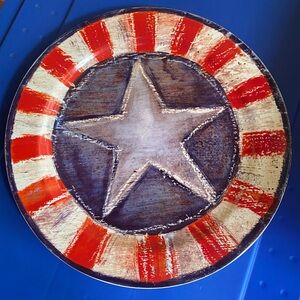 Global Design Connections Patriotic Dinner Plate & 2 Flags Mugs